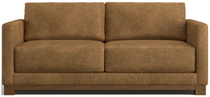 Gather Wood Base Leather Apartment Sofa 77" - image 0 of 7