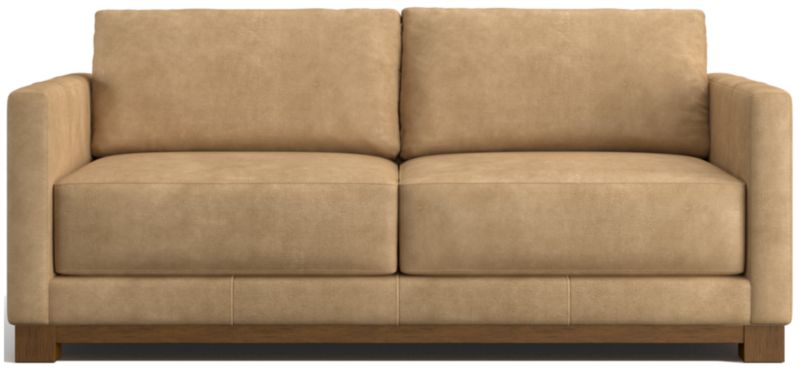 Gather Wood Base Leather Apartment Sofa 77" - image 0 of 7