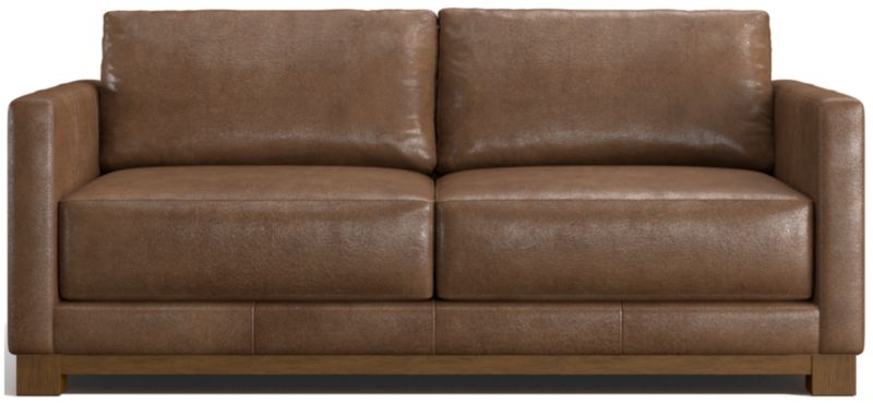 Gather Wood Base Leather Apartment Sofa 77" - image 0 of 7