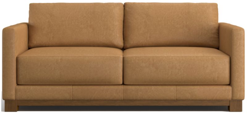 Gather Wood Base Leather Apartment Sofa 77" - image 0 of 7