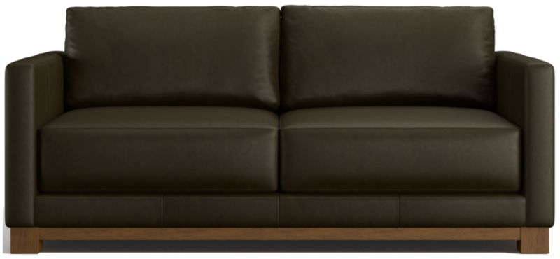 Gather Wood Base Leather Apartment Sofa 77" - image 0 of 7