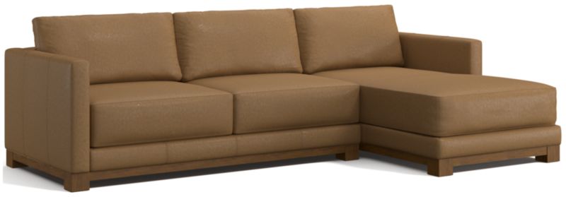 Gather Wood Base Leather 2-Piece Chaise Sectional Sofa - image 0 of 7