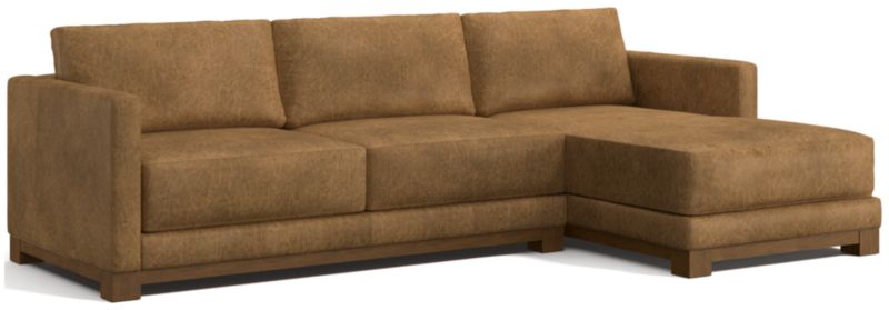 Gather Wood Base Leather 2-Piece Chaise Sectional Sofa - image 0 of 7