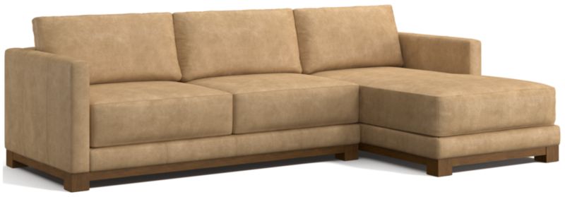 Gather Wood Base Leather 2-Piece Chaise Sectional Sofa - image 0 of 7