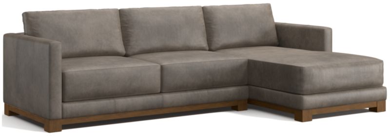 Gather Wood Base Leather 2-Piece Chaise Sectional Sofa - image 0 of 7