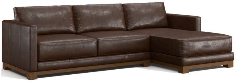 Gather Wood Base Leather 2-Piece Chaise Sectional Sofa - image 0 of 7