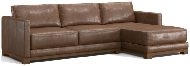 Gather Wood Base Leather 2-Piece Chaise Sectional Sofa - image 0 of 7