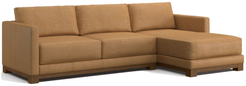 Gather Wood Base Leather 2-Piece Chaise Sectional Sofa - image 0 of 7