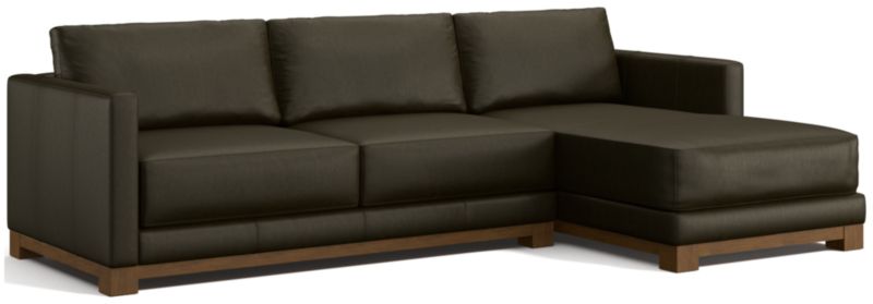 Gather Wood Base Leather 2-Piece Chaise Sectional Sofa - image 0 of 7