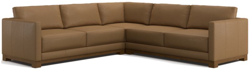 Gather Wood Base Leather 3-Piece L-Shaped Sectional Sofa - image 0 of 7