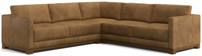 Gather Wood Base Leather 3-Piece L-Shaped Sectional Sofa - image 0 of 7