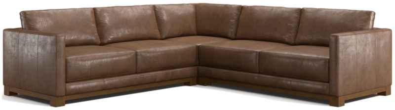 Gather Wood Base Leather 3-Piece L-Shaped Sectional Sofa - image 0 of 7