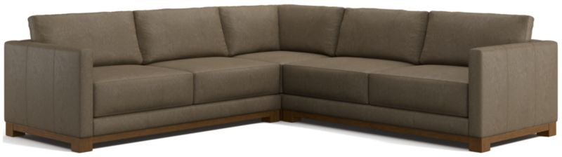 Gather Wood Base Leather 3-Piece L-Shaped Sectional Sofa - image 0 of 7