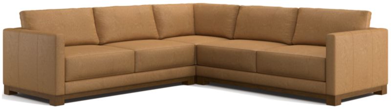 Gather Wood Base Leather 3-Piece L-Shaped Sectional Sofa - image 0 of 7