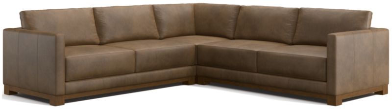 Gather Wood Base Leather 3-Piece L-Shaped Sectional Sofa - image 0 of 7