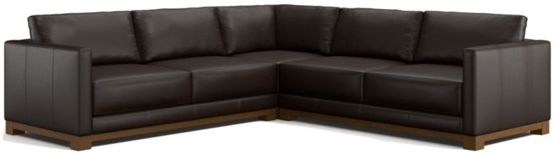 Gather Wood Base Leather 3-Piece L-Shaped Sectional Sofa - image 0 of 7