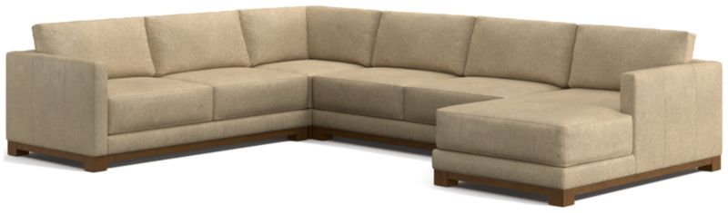 Gather Wood Base Leather 4-Piece Corner Sectional Sofa with Chaise Lounge - image 0 of 7