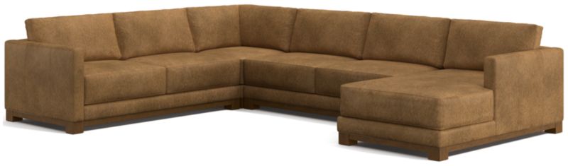 Gather Wood Base Leather 4-Piece Corner Sectional Sofa with Chaise Lounge - image 0 of 7