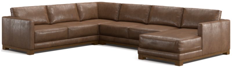 Gather Wood Base Leather 4-Piece Corner Sectional Sofa with Chaise Lounge - image 0 of 7