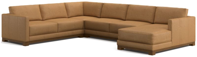 Gather Wood Base Leather 4-Piece Corner Sectional Sofa with Chaise Lounge - image 0 of 7