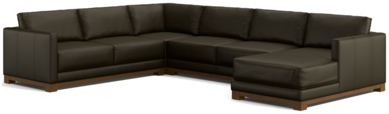 Gather Wood Base Leather 4-Piece Corner Sectional Sofa with Chaise Lounge - image 0 of 7