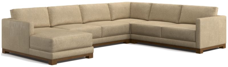 Gather Wood Base Leather 4-Piece Corner Sectional Sofa with Chaise Lounge - image 0 of 7