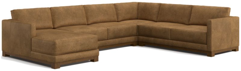 Gather Wood Base Leather 4-Piece Corner Sectional Sofa with Chaise Lounge - image 0 of 7