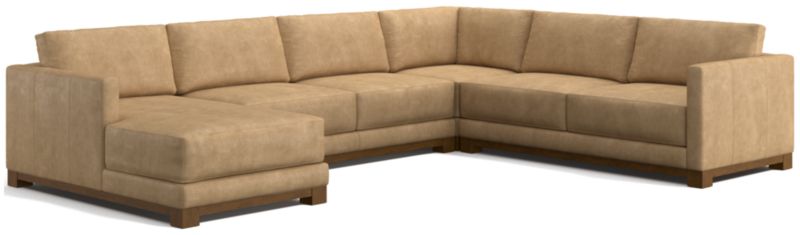 Gather Wood Base Leather 4-Piece Corner Sectional Sofa with Chaise Lounge - image 0 of 7