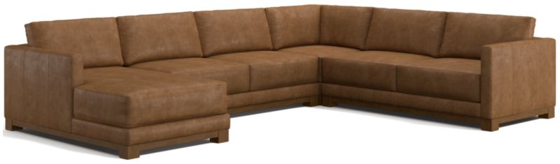 Gather Wood Base Leather 4-Piece Corner Sectional Sofa with Chaise Lounge - image 0 of 7