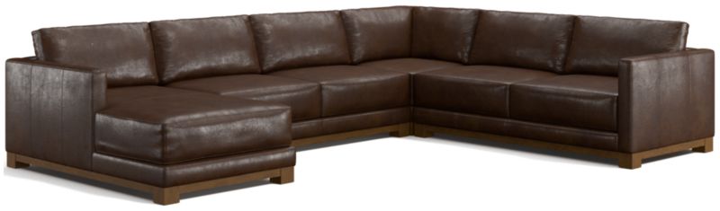 Gather Wood Base Leather 4-Piece Corner Sectional Sofa with Chaise Lounge - image 0 of 7