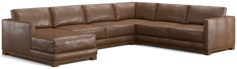 Gather Wood Base Leather 4-Piece Corner Sectional Sofa with Chaise Lounge - image 0 of 7