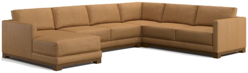 Gather Wood Base Leather 4-Piece Corner Sectional Sofa with Chaise Lounge - image 0 of 7