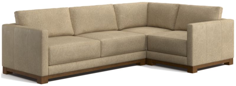 Gather Wood Base Leather 3-Piece L-Shaped Sectional Sofa - image 0 of 7