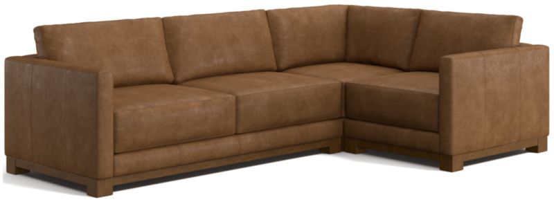 Gather Wood Base Leather 3-Piece L-Shaped Sectional Sofa - image 0 of 7