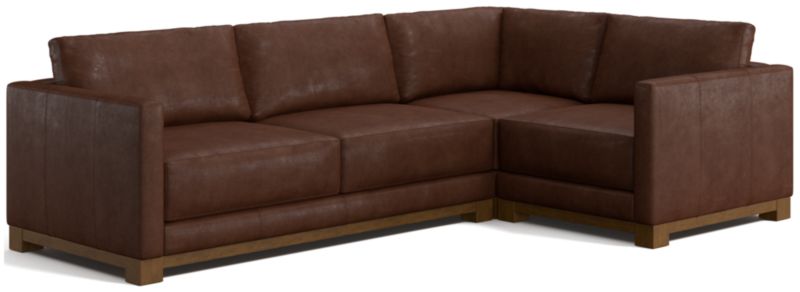 Gather Wood Base Leather 3-Piece L-Shaped Sectional Sofa - image 0 of 7