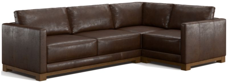 Gather Wood Base Leather 3-Piece L-Shaped Sectional Sofa - image 0 of 7