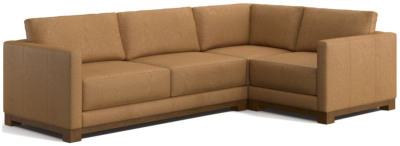 Gather Wood Base Leather 3-Piece L-Shaped Sectional Sofa - image 0 of 7