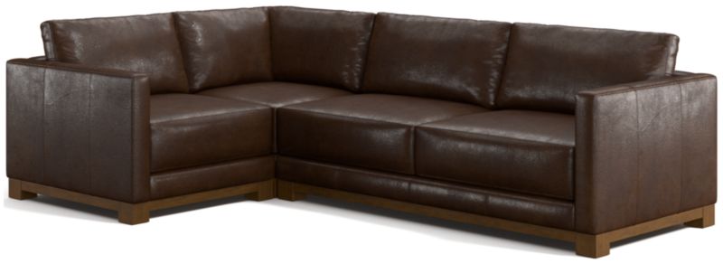 Gather Wood Base Leather 3-Piece L-Shaped Sectional Sofa - image 0 of 7