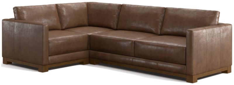 Gather Wood Base Leather 3-Piece L-Shaped Sectional Sofa - image 0 of 7