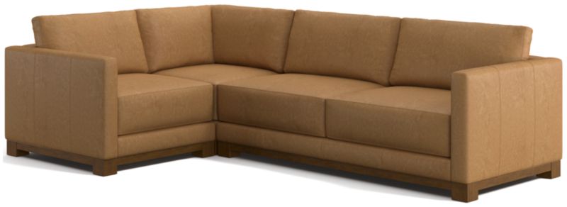 Gather Wood Base Leather 3-Piece L-Shaped Sectional Sofa - image 0 of 7