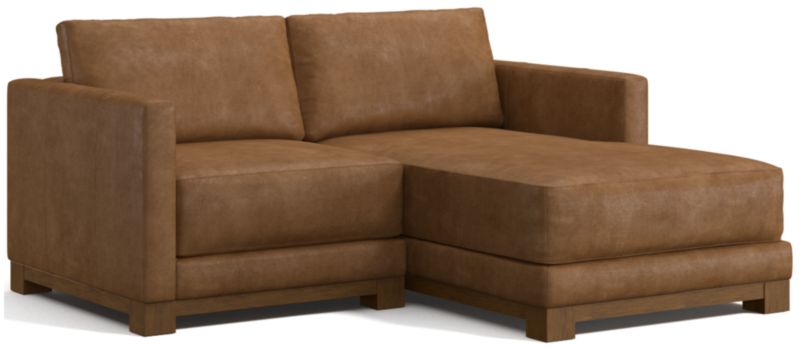 Gather Wood Base Leather 2-Piece Chaise Sectional Sofa - image 0 of 7