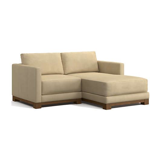 Gather Wood Base Leather 2-Piece Chaise Sectional Sofa