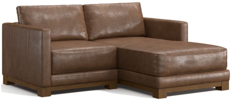 Gather Wood Base Leather 2-Piece Chaise Sectional Sofa - image 0 of 7