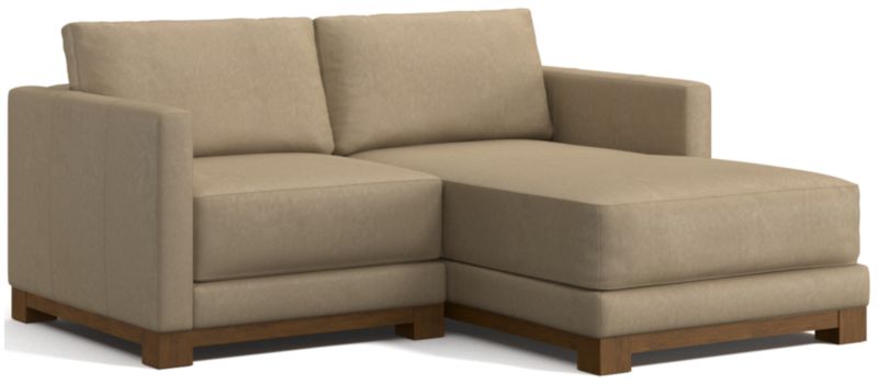 Gather Wood Base Leather 2-Piece Chaise Sectional Sofa - image 0 of 7