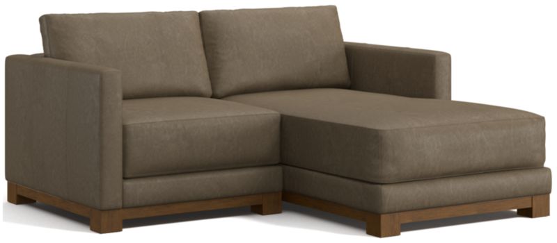 Gather Wood Base Leather 2-Piece Chaise Sectional Sofa - image 0 of 7