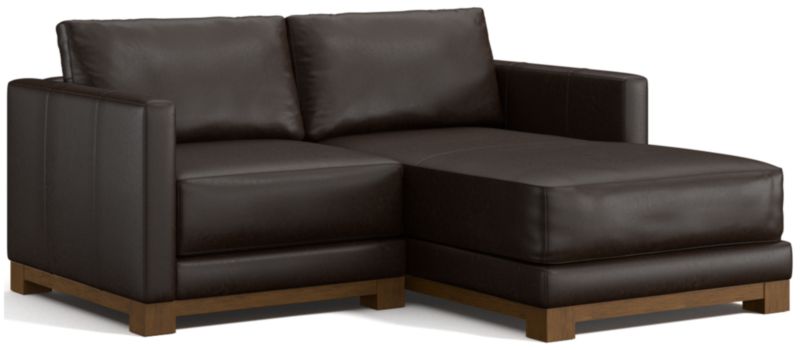 Gather Wood Base Leather 2-Piece Chaise Sectional Sofa - image 0 of 7