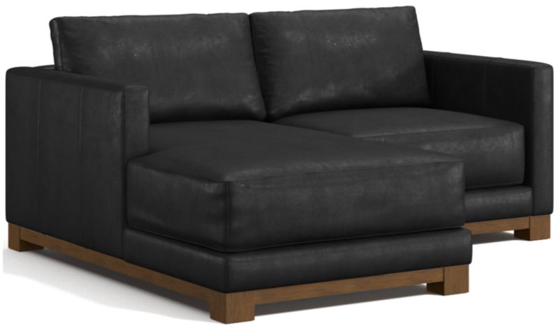 Gather Wood Base Leather 2-Piece Chaise Sectional Sofa - image 0 of 7