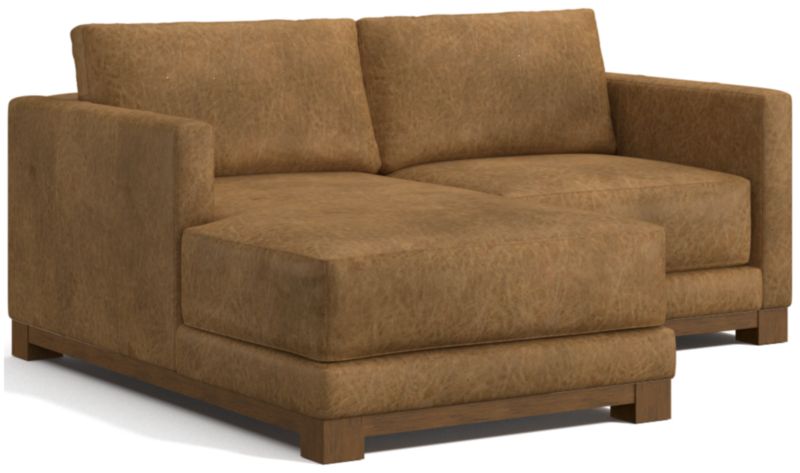 Gather Wood Base Leather 2-Piece Chaise Sectional Sofa - image 0 of 7