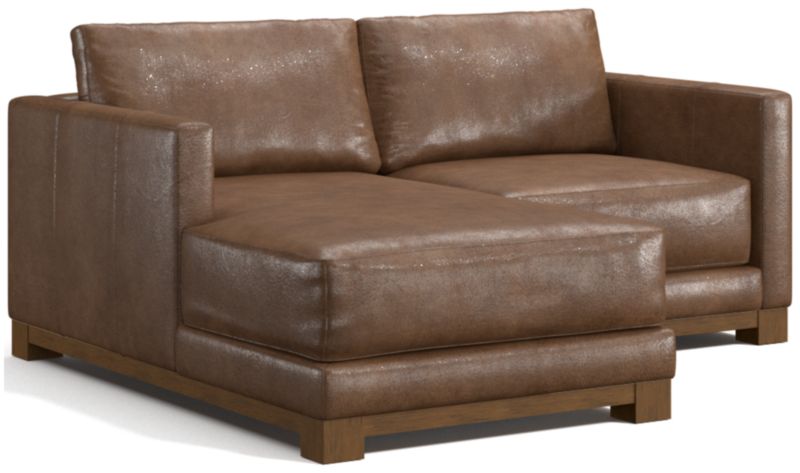 Gather Wood Base Leather 2-Piece Chaise Sectional Sofa - image 0 of 7