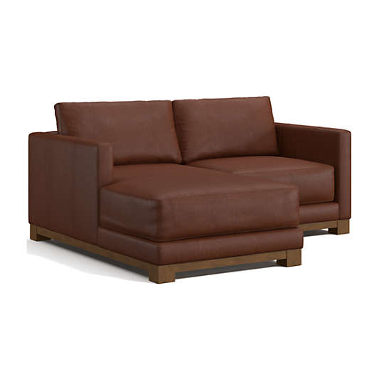 Gather Wood Base Leather 2-Piece Chaise Sectional Sofa